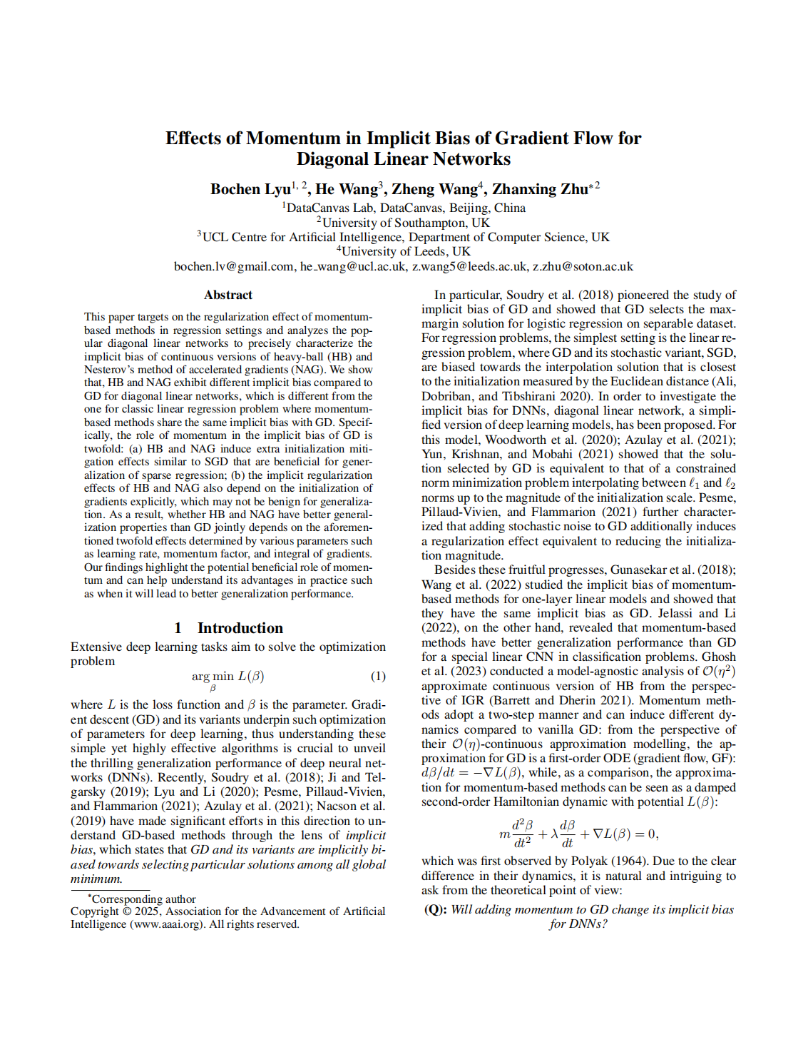07-Effects of Momentum in Implicit Bias of Gradient Flow for Diagonal Linear Networks-《AAAI会议》2025_01.bmp